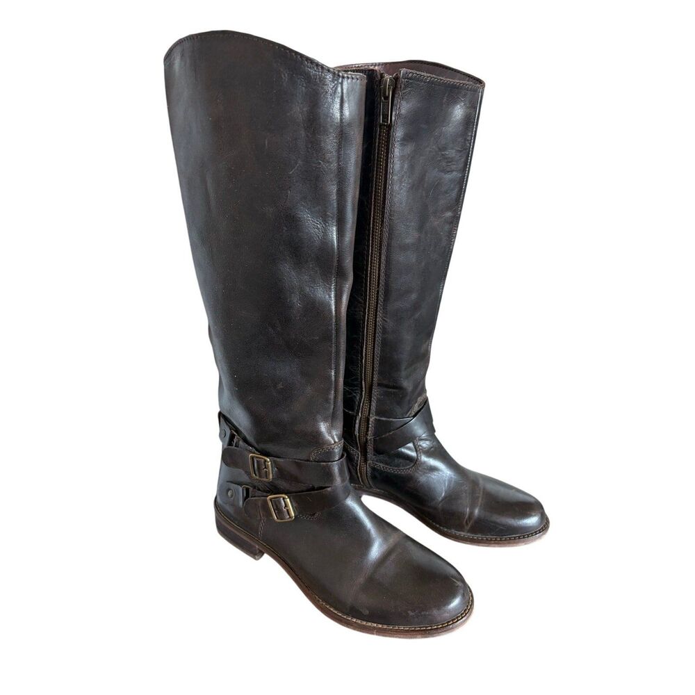 Hinge Brown Buckle/Biker/Riding Boots Sz 8